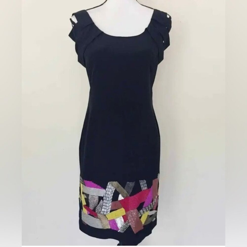 Anthropologie Yoana Baraschi sequin Drop Sleeves Black Dress Women 2 (bin B)